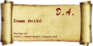 Damm Anikó névjegykártya